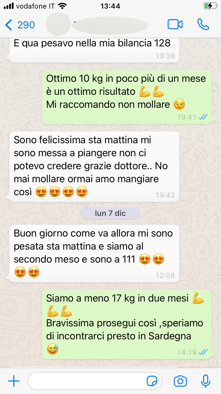 Messaggio condiviso durante un percorso NutriRegola
