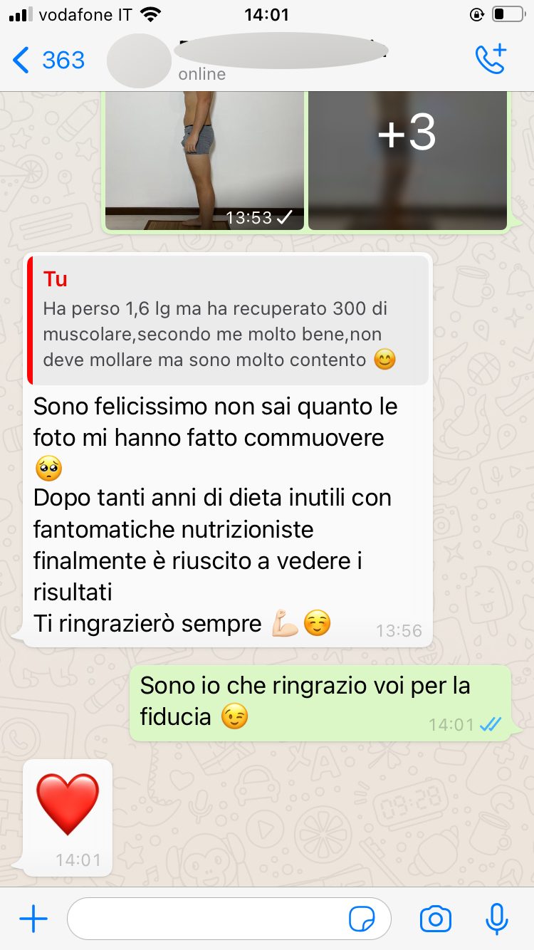 Messaggio condiviso durante un percorso NutriRegola